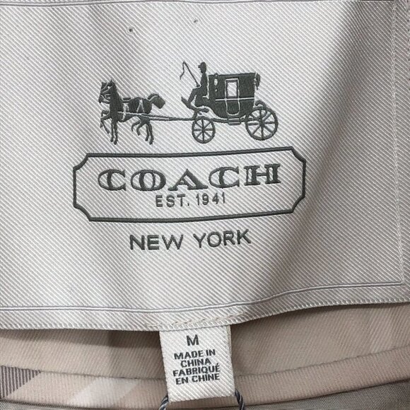 NWT Coach cream Ivory Plaid Tattersall Short Trench Coat size M - Picture 5 of 15